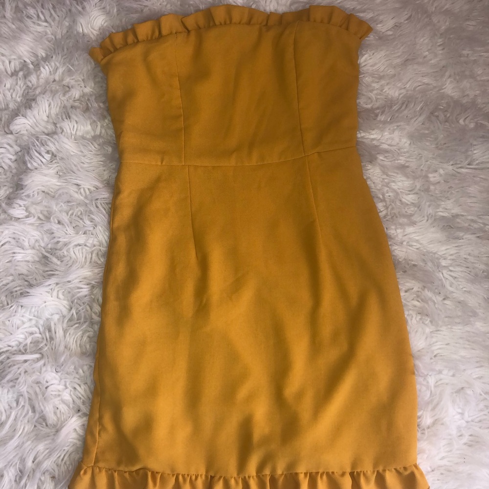Lulus Yellow Strapless Mini Dress